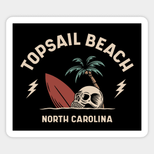 Vintage Surfing Topsail Beach North Carolina // Retro Surf Skull Sticker